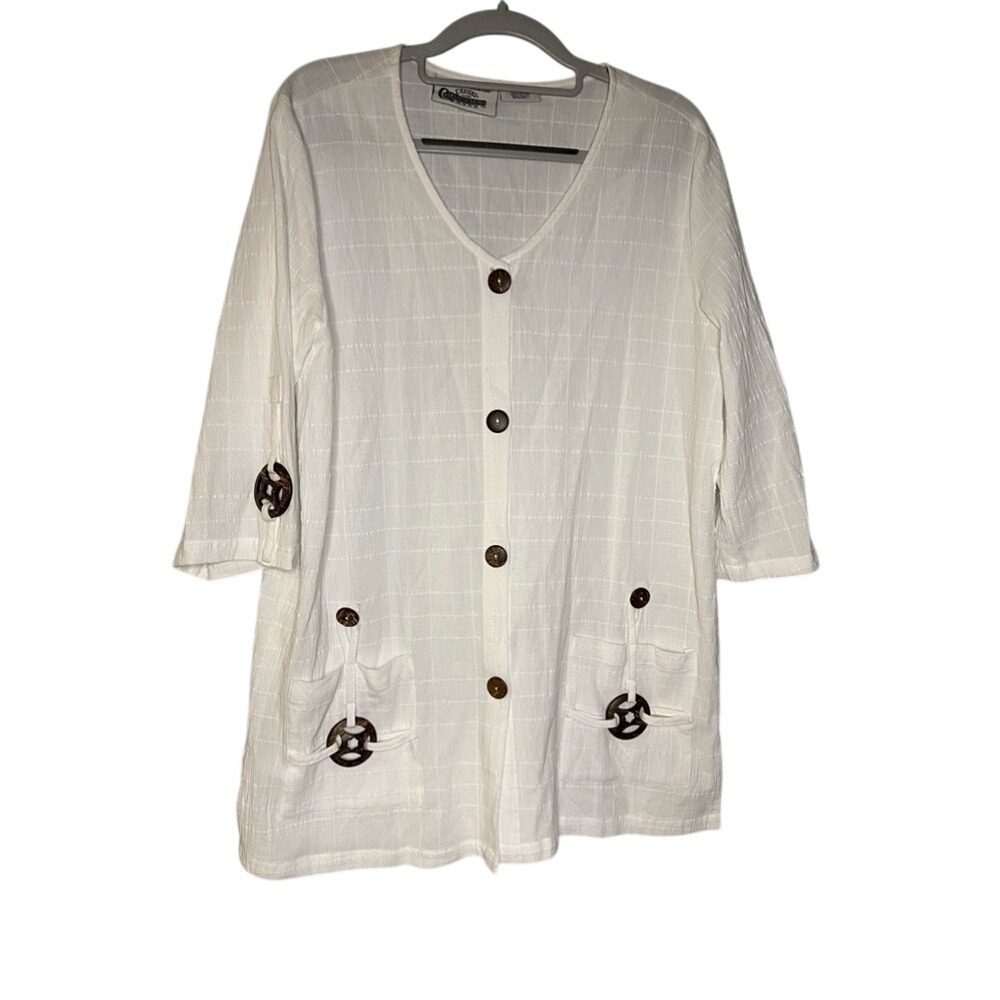 Casual‎ CottonSeed Wear Lagenlook style white button up blouse boho